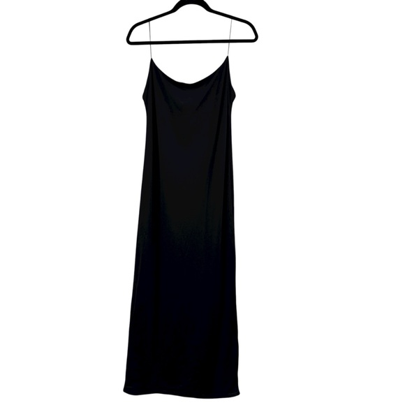 Meshki Dresses & Skirts - Meshki Women's Black Slip Dress Fitted Bodycon Low Back Slit Back Stretch Sz XL